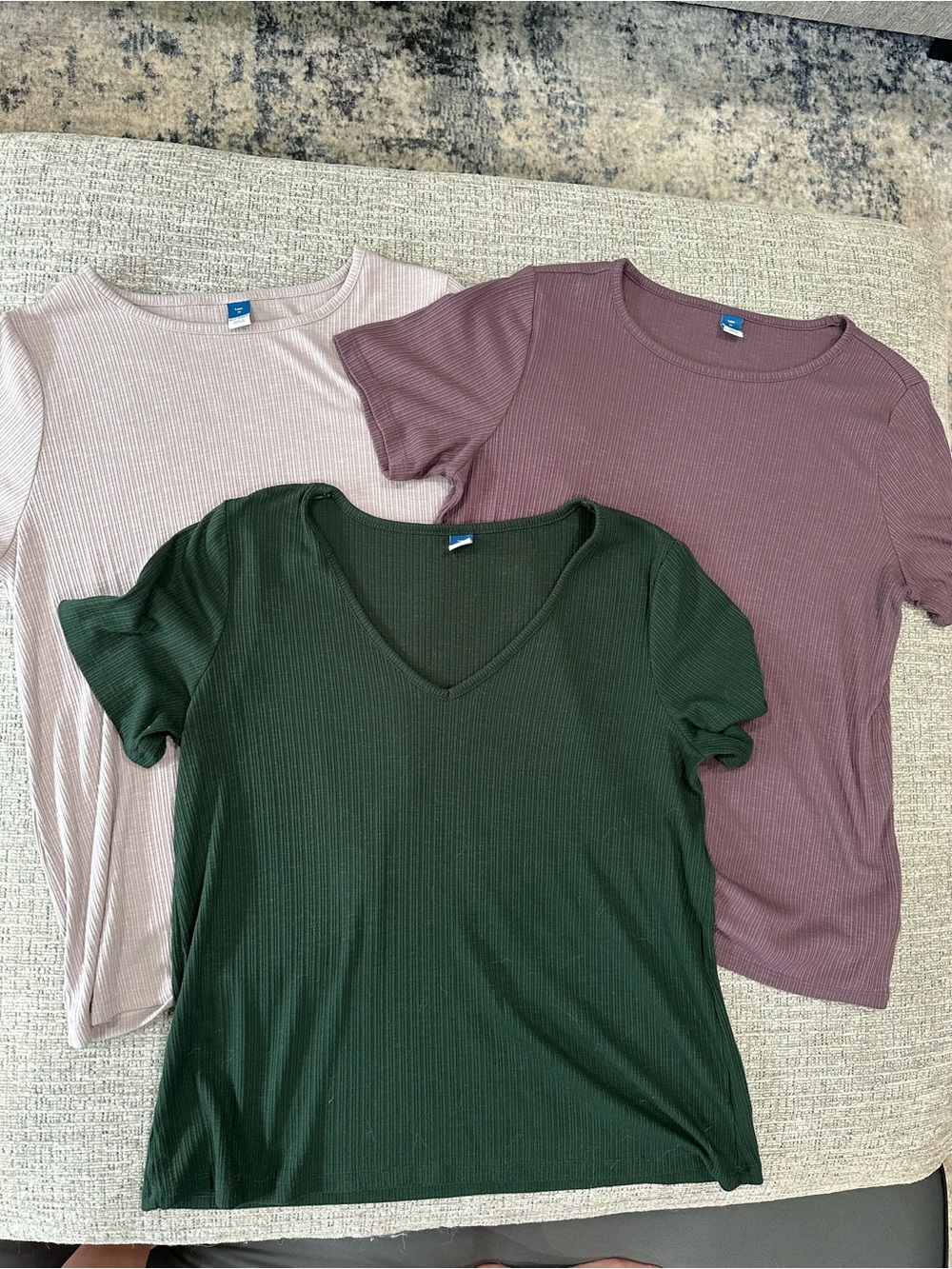 Old Navy Everyday Ribbed V-Neck & Crew Tee Trio